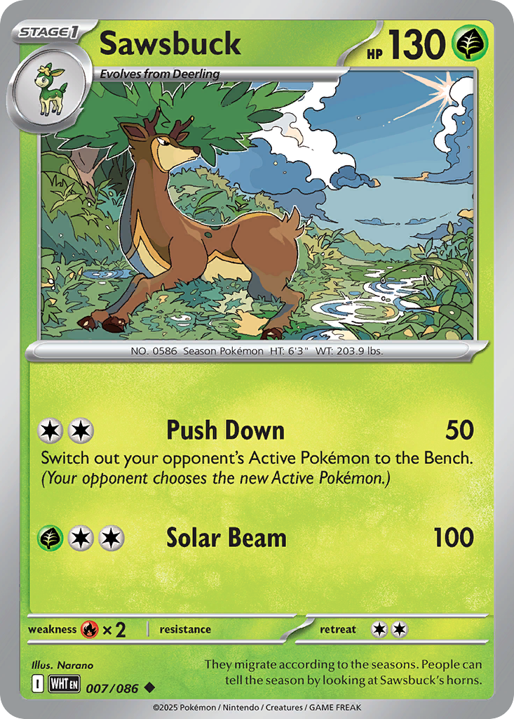 Sawsbuck 007/086 White Flare Pokémon card