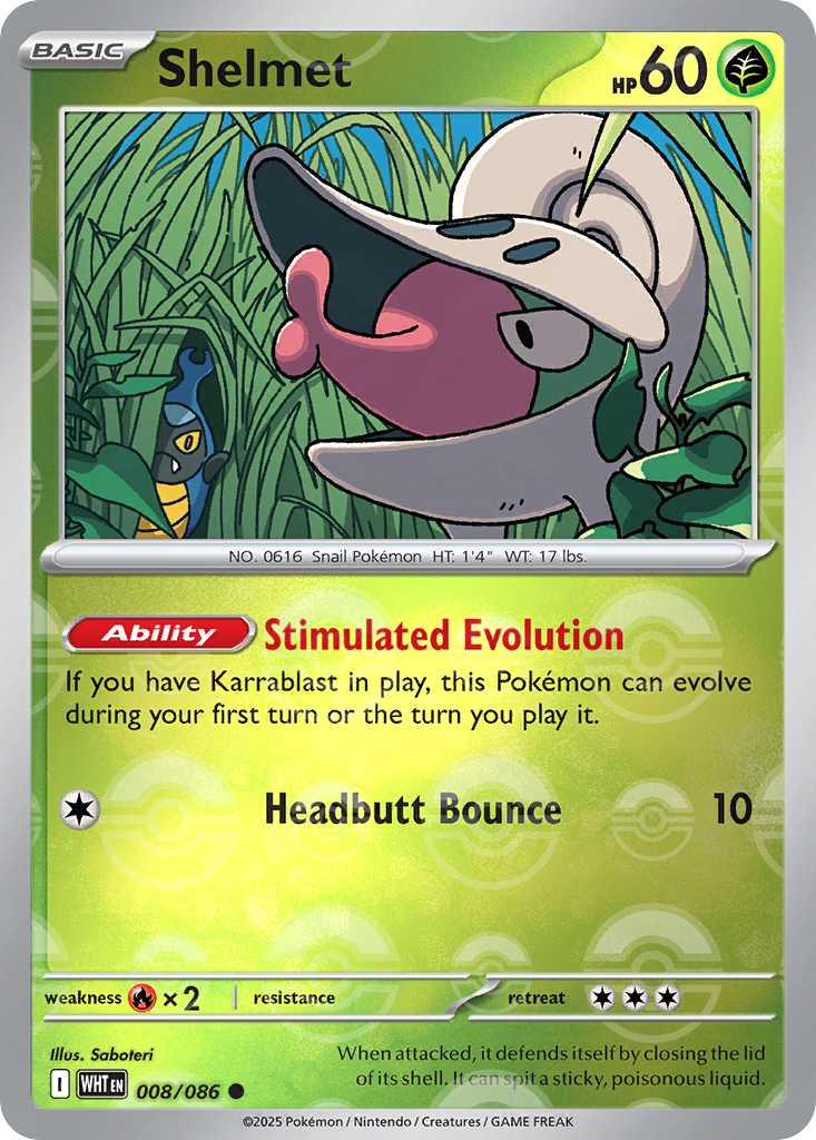 Shelmet 008/086 White Flare Pokémon card