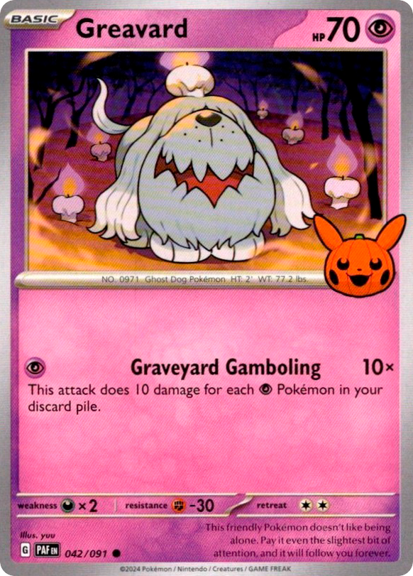 Greavard 042/091 Paldean Fates Pokémon card