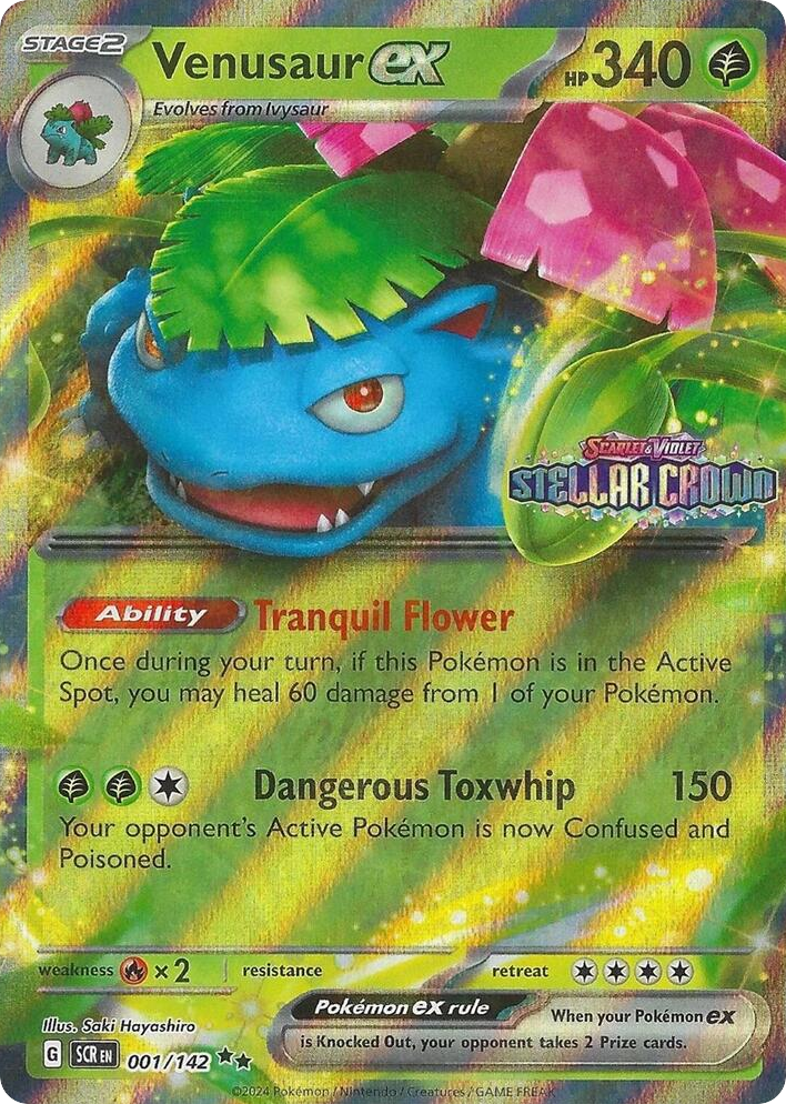 Venusaur ex 001/142 Stellar Crown Pokémon card