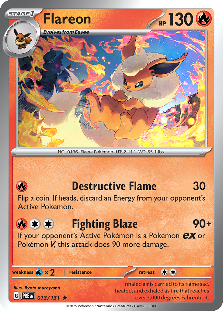 Flareon 013/131 Prismatic Evolutions Pokémon card