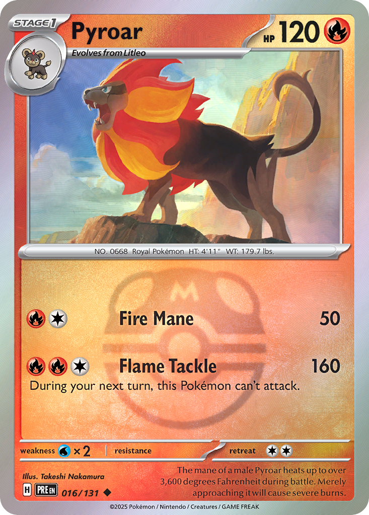 Pyroar 016/131 Prismatic Evolutions Pokémon card