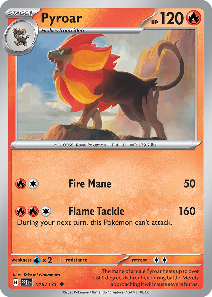 Pyroar 016/131 Prismatic Evolutions Pokémon card