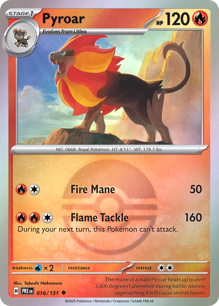 Pyroar 016/131 Prismatic Evolutions Pokémon card