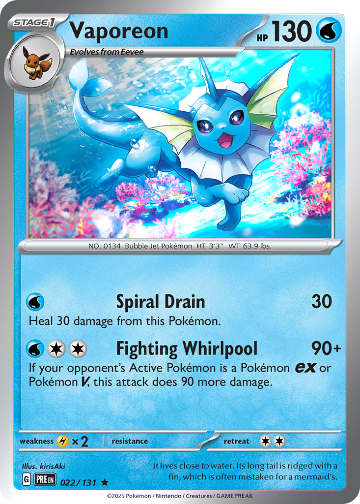 Vaporeon 022/131 Prismatic Evolutions Pokémon card