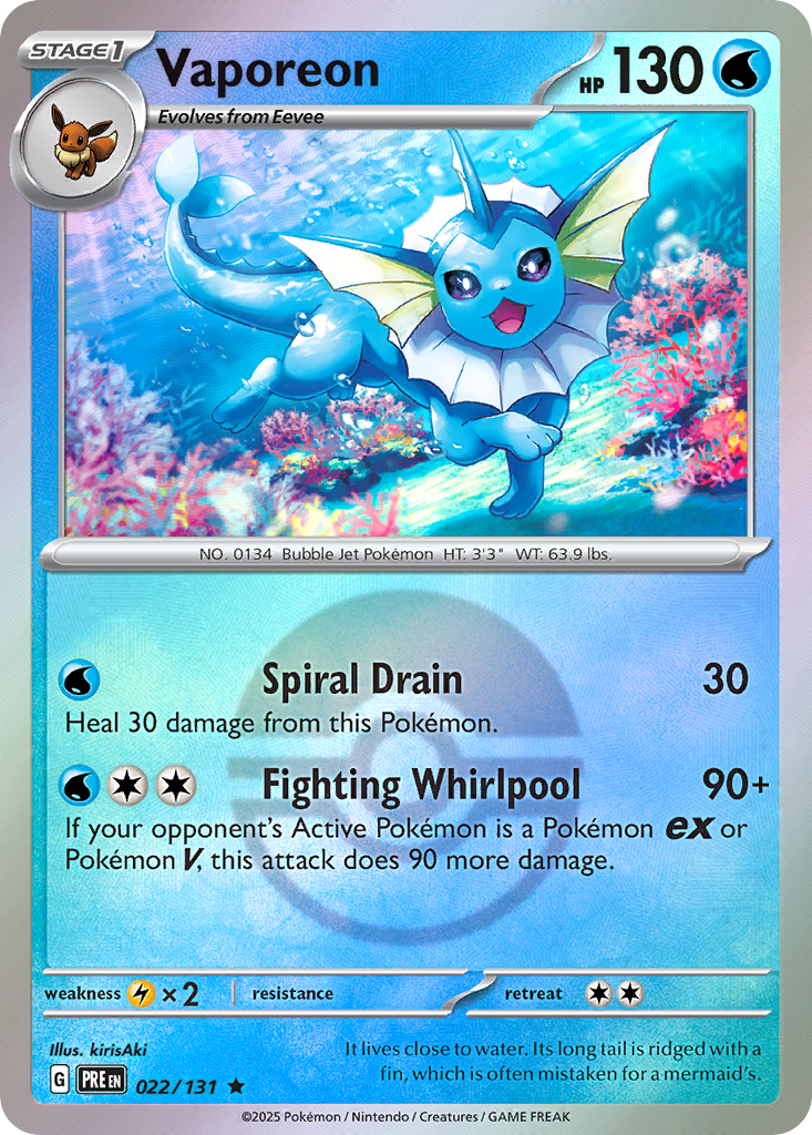 Vaporeon 022/131 Prismatic Evolutions Pokémon card