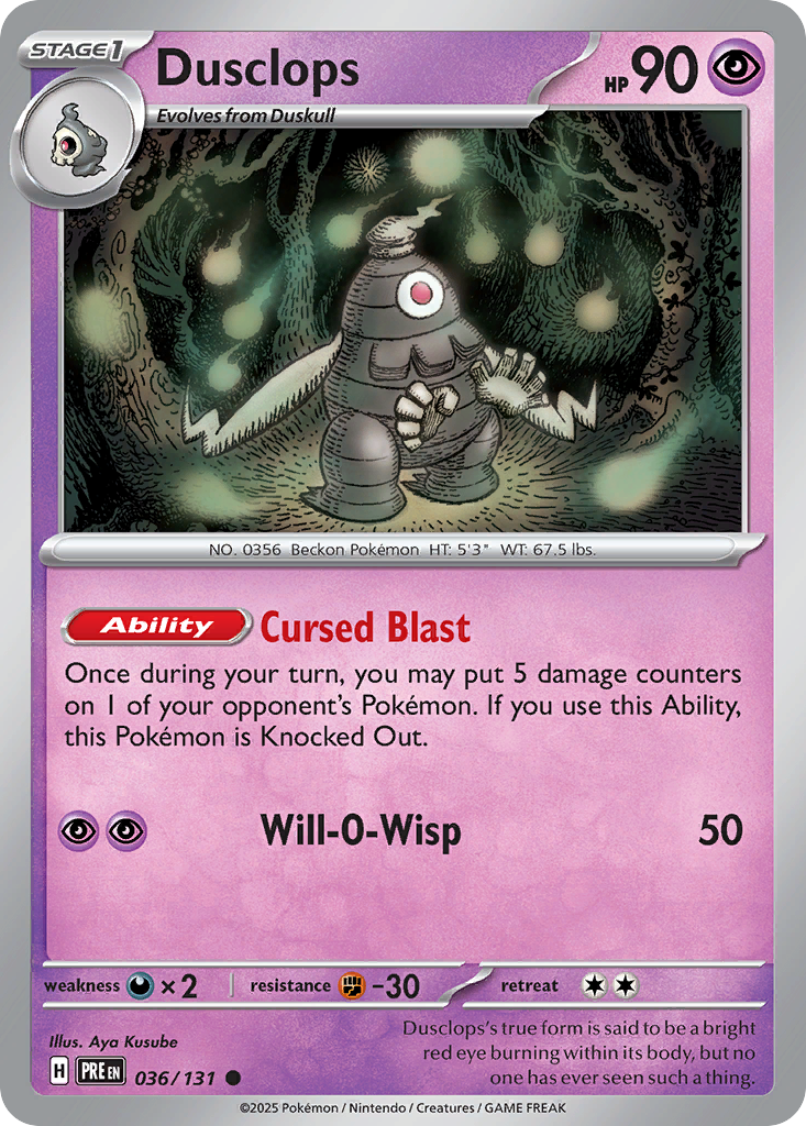 Dusclops 036/131 Prismatic Evolutions Pokémon card
