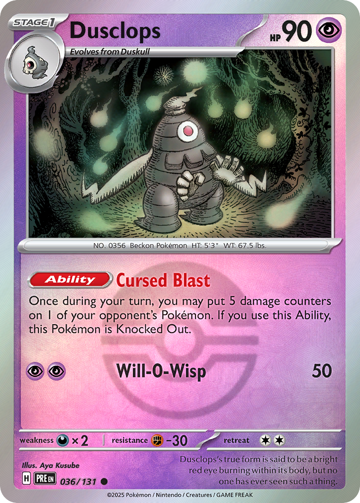 Dusclops 036/131 Prismatic Evolutions Pokémon card