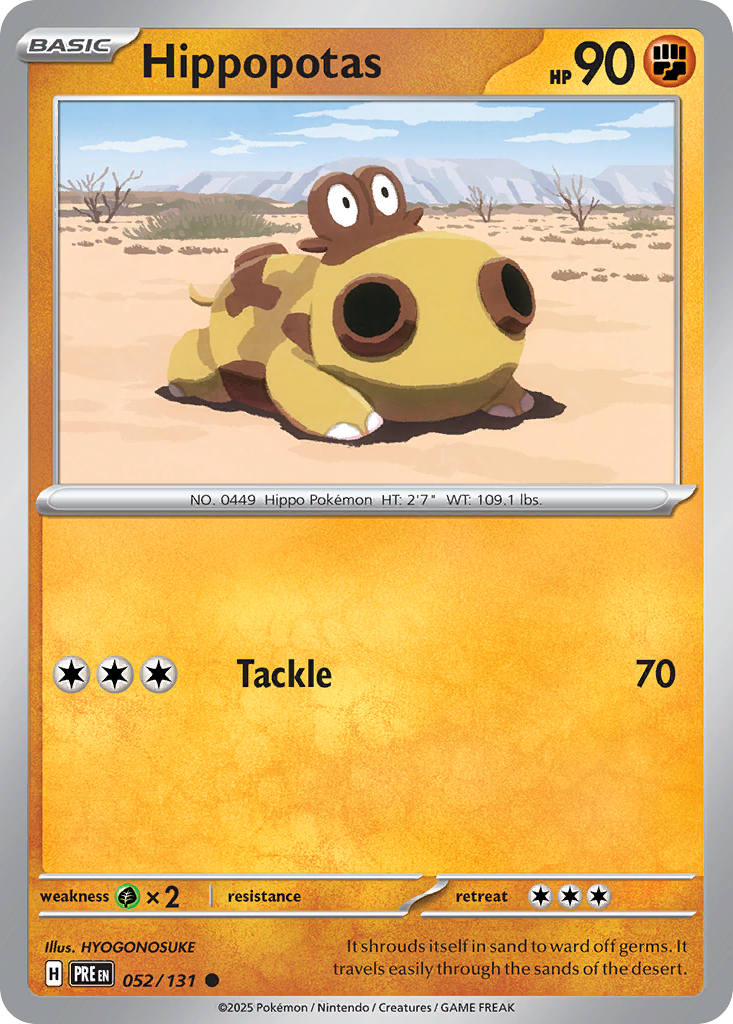 Hippopotas 052/131 Prismatic Evolutions Pokémon card