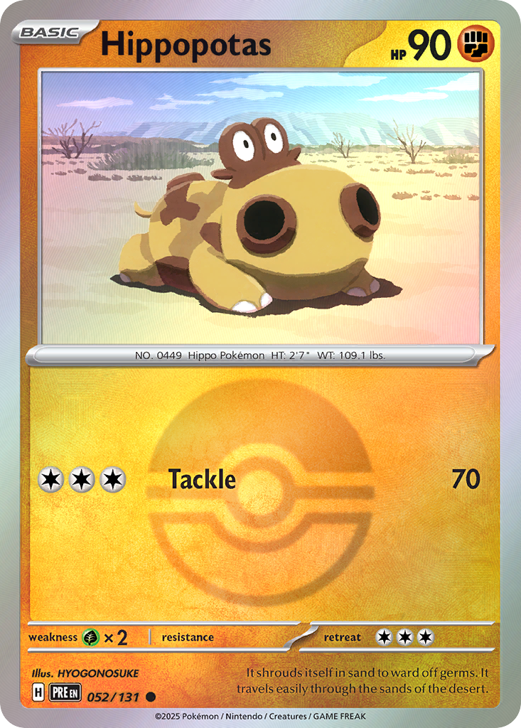 Hippopotas 052/131 Prismatic Evolutions Pokémon card