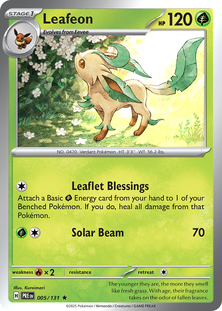 Leafeon 005/131 Prismatic Evolutions Pokémon card