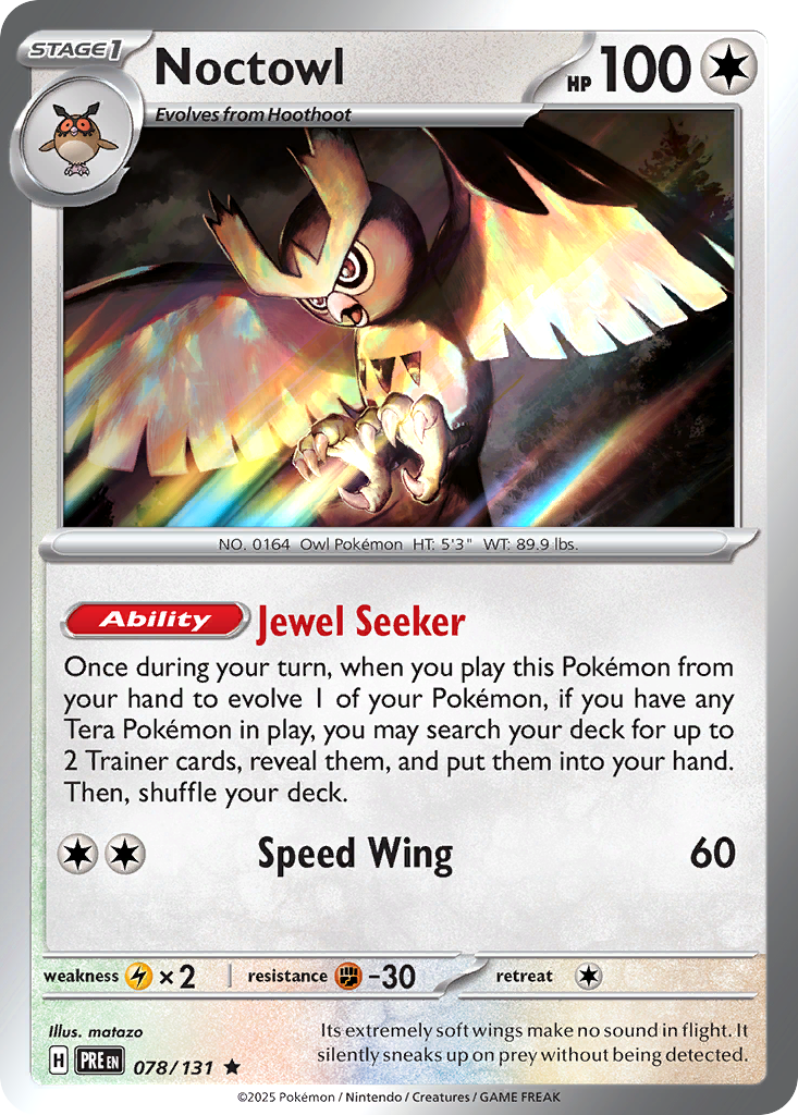 Noctowl 078/131 Prismatic Evolutions Pokémon card