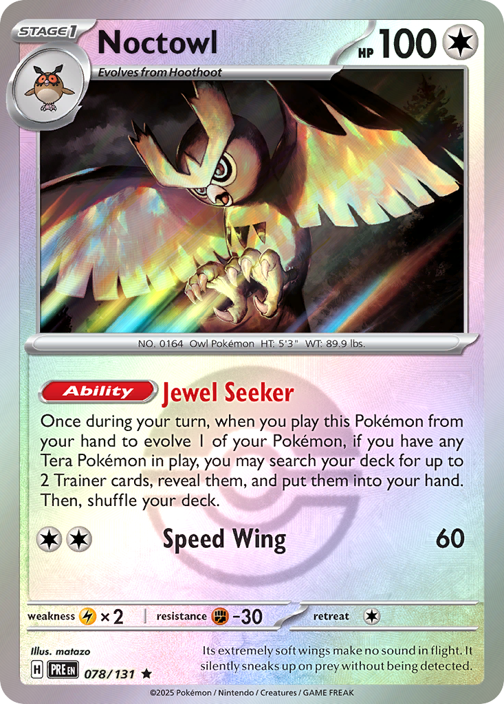 Noctowl 078/131 Prismatic Evolutions Pokémon card