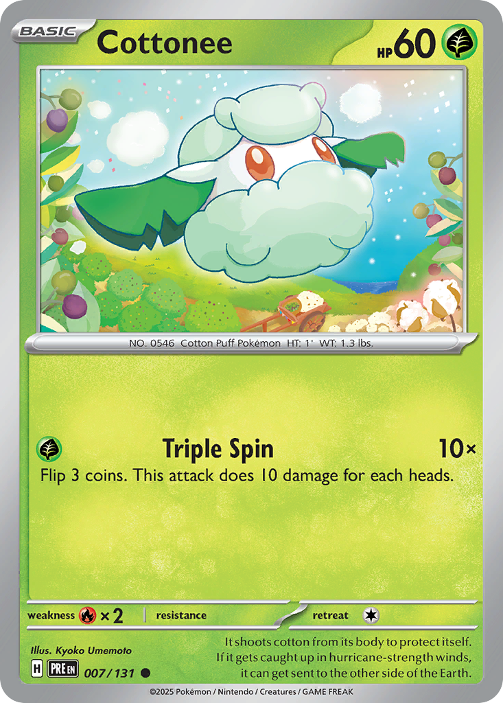 Cottonee 007/131 Prismatic Evolutions Pokémon card