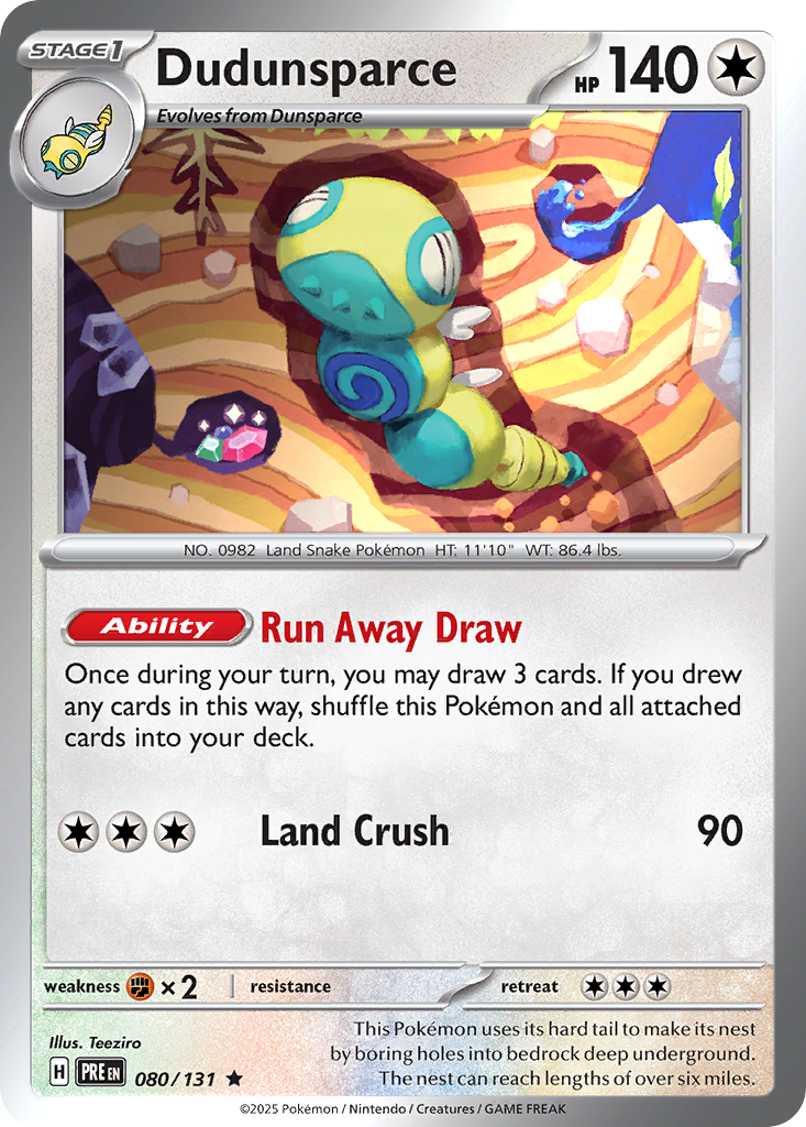 Dudunsparce 080/131 Prismatic Evolutions Pokémon card