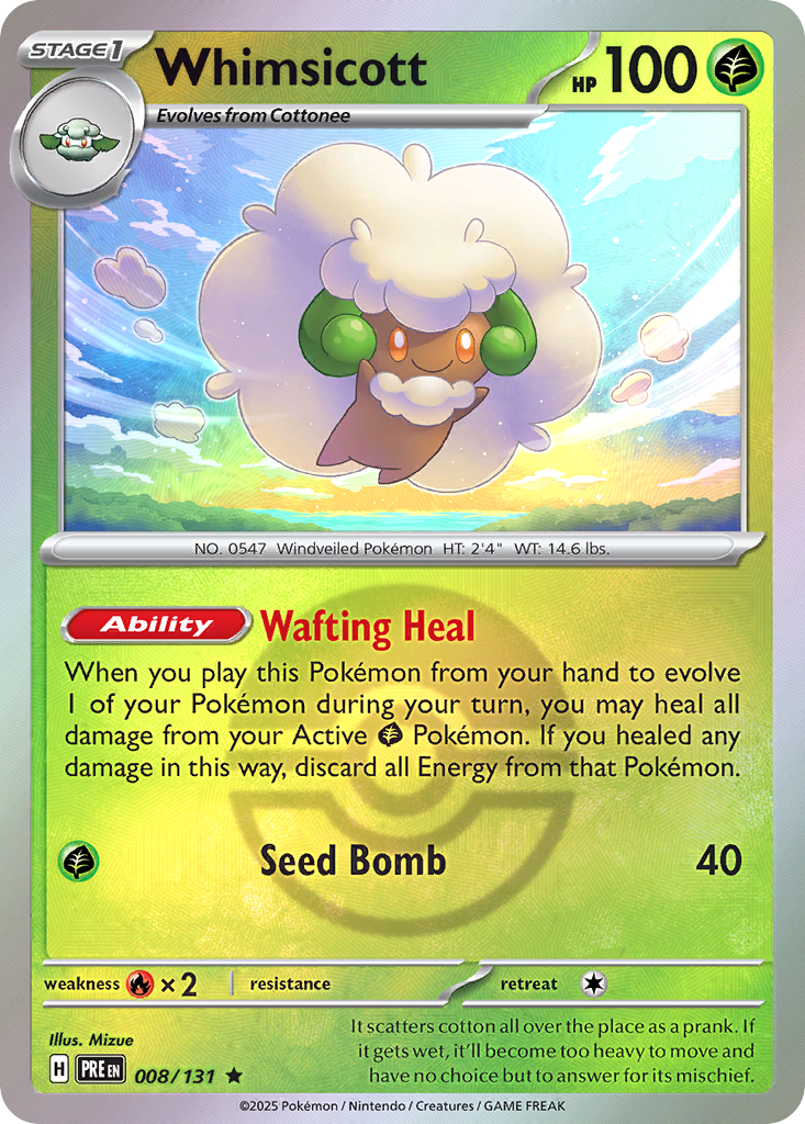 Whimsicott 008/131 Prismatic Evolutions Pokémon card