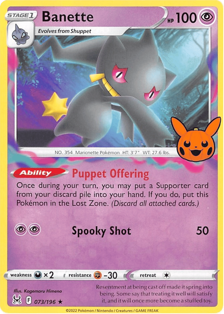 Banette 073/196 Lost Origin Pokémon card