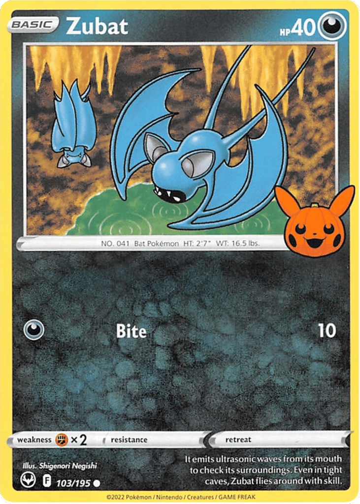 Zubat 103/195 Silver Tempest Pokémon card
