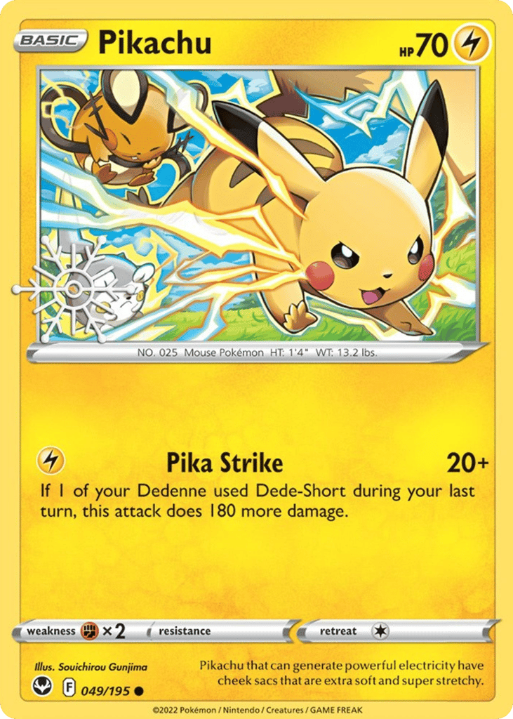Pikachu 049/195 Silver Tempest Pokémon card