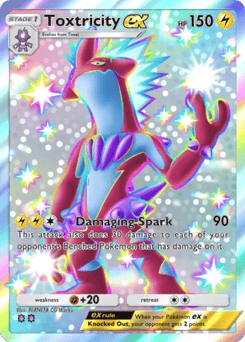 Toxtricity ex from Team Rocket's Ambition — Pokémon card with spike