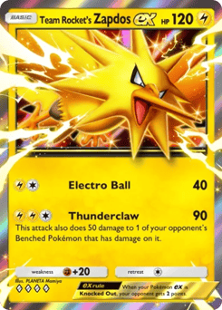 Team Rocket's Zapdos ex from Team Rocket's Ambition — Pokémon card with team rocket