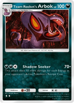 Team Rocket's Arbok from Team Rocket's Ambition — Pokémon card with fang