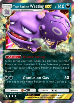 Team Rocket's Weezing ex from Team Rocket's Ambition — Pokémon card with team rocket