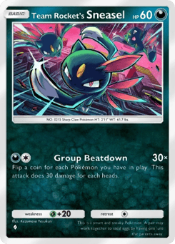 Team Rocket's Sneasel from Team Rocket's Ambition — Pokémon card with sneasel