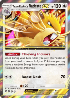 Team Rocket's Raticate ex from Team Rocket's Ambition — Pokémon card with team rocket