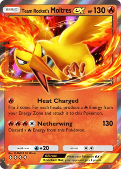 Team Rocket's Moltres ex from Team Rocket's Ambition — Pokémon card with team rocket