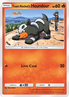 Team Rocket's Houndour from Team Rocket's Ambition — Pokémon card with fang