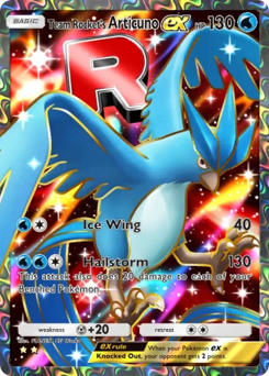 Team Rocket's Articuno ex from Team Rocket's Ambition — Pokémon card with beak
