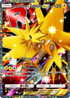 Team Rocket's Zapdos ex from Team Rocket's Ambition — Pokémon card with beak