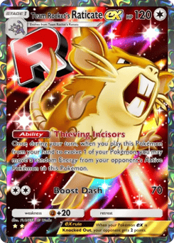 Team Rocket's Raticate ex from Team Rocket's Ambition — Pokémon card with raticate