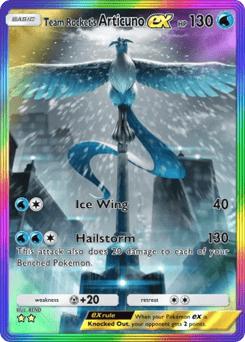 Team Rocket's Articuno ex from Team Rocket's Ambition — Pokémon card with beak