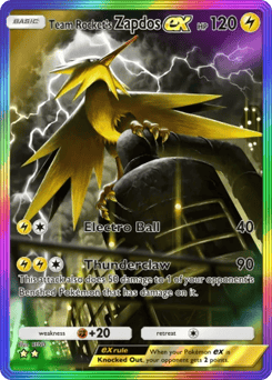 Team Rocket's Zapdos ex from Team Rocket's Ambition — Pokémon card with beak