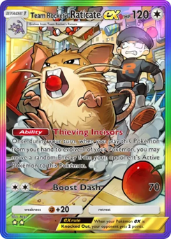 Team Rocket's Raticate ex from Team Rocket's Ambition — Pokémon card with raticate