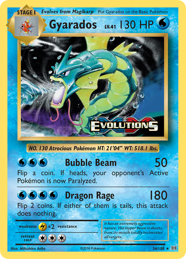 Gyarados 34/108 Evolutions Pokémon card