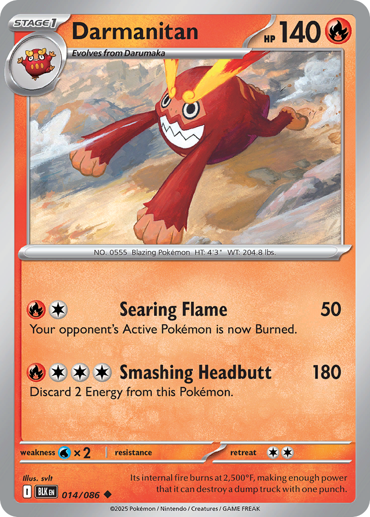 Darmanitan 014/086 Black Bolt Pokémon card