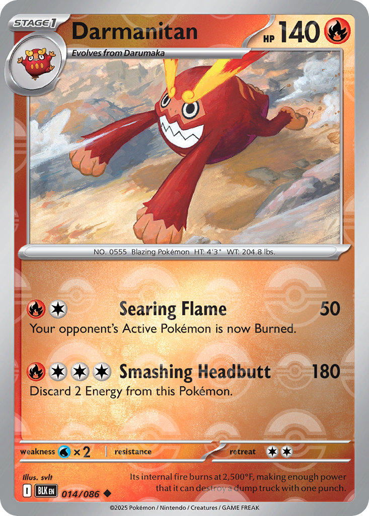 Darmanitan 014/086 Black Bolt Pokémon card