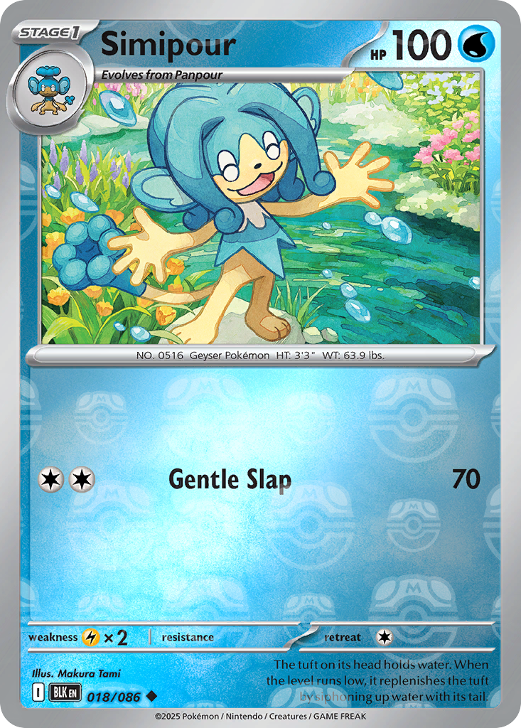 Simipour 018/086 Black Bolt Pokémon card
