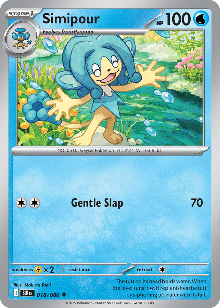 Simipour 018/086 Black Bolt Pokémon card