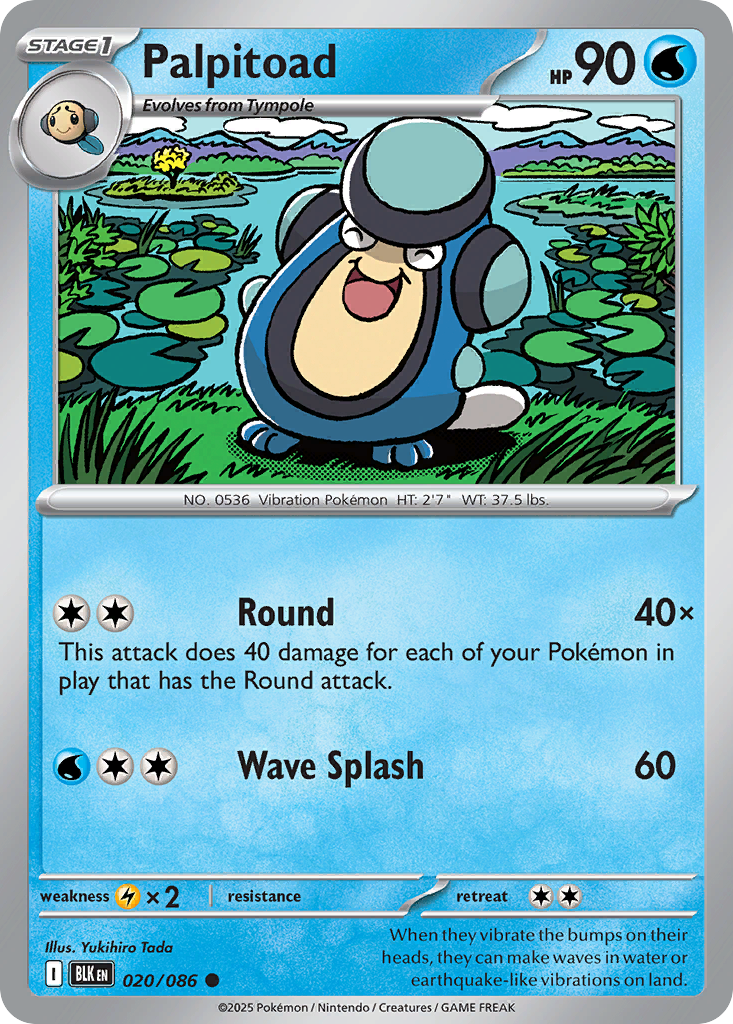 Palpitoad 020/086 Black Bolt Pokémon card