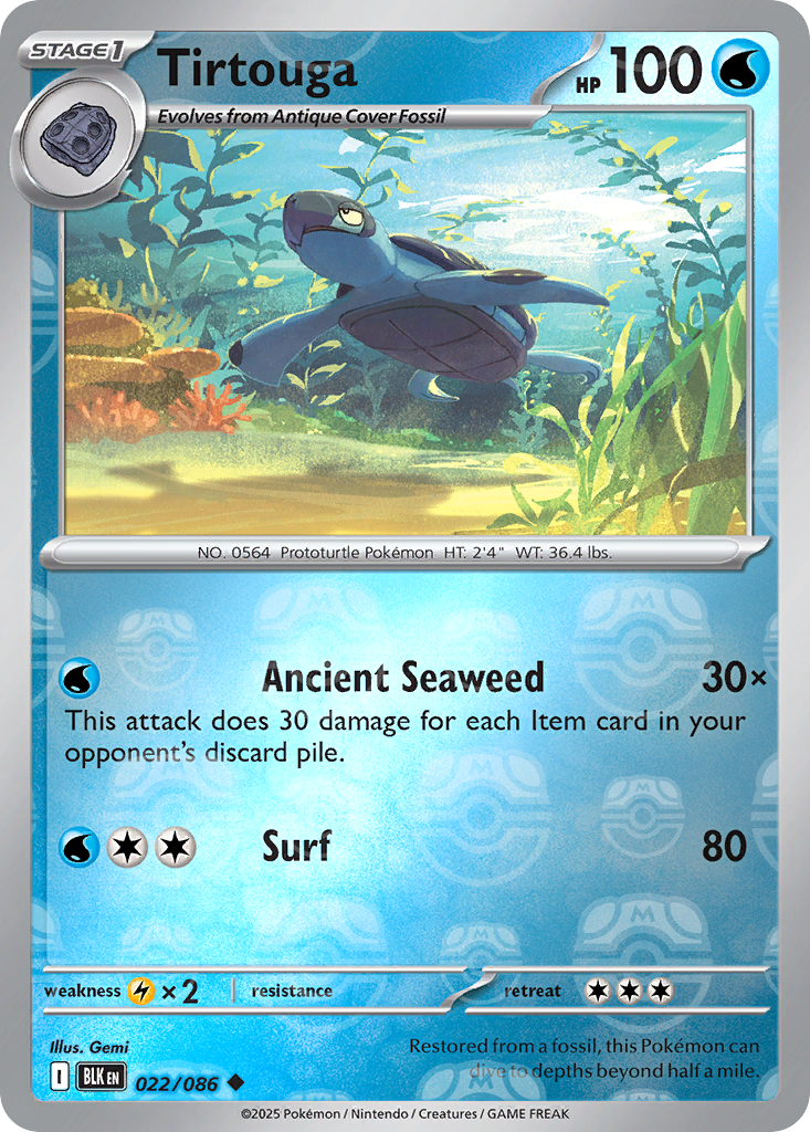 Tirtouga 022/086 Black Bolt Pokémon card