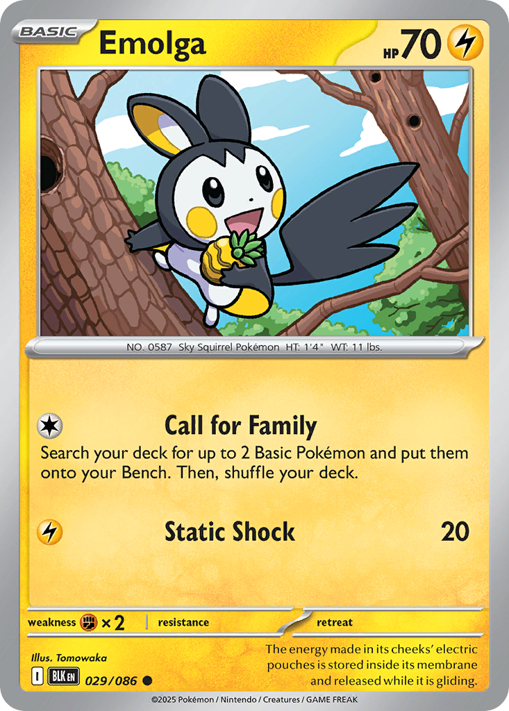 Emolga 029/086 Black Bolt Pokémon card