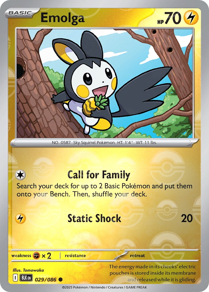 Emolga 029/086 Black Bolt Pokémon card