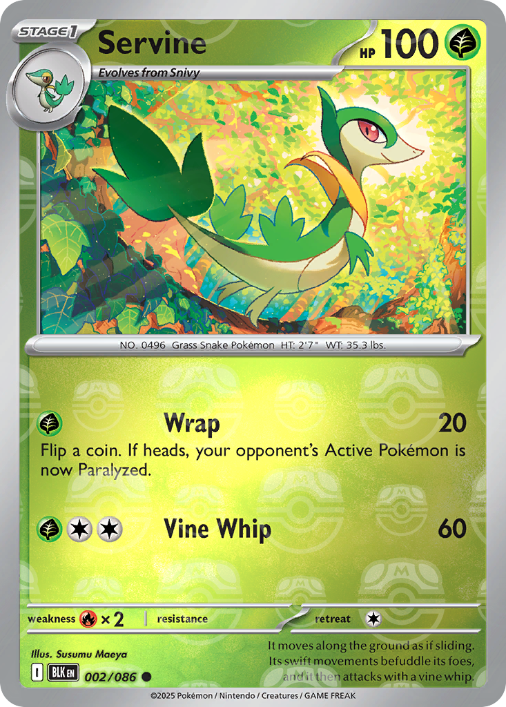Servine 002/086 Black Bolt Pokémon card
