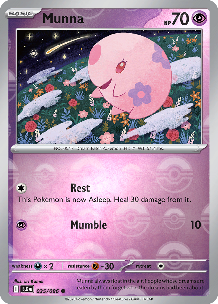 Munna 035/086 Black Bolt Pokémon card