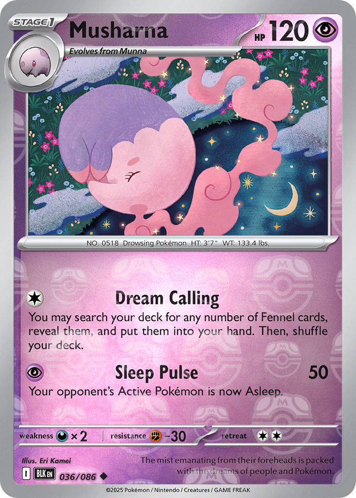 Musharna 036/086 Black Bolt Pokémon card