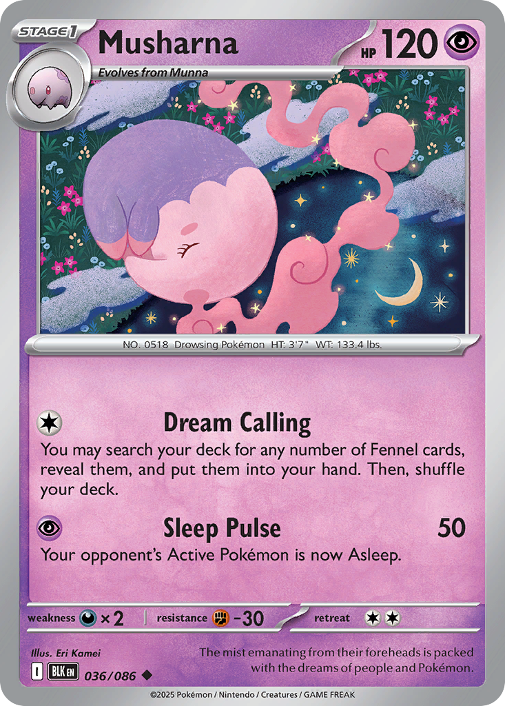 Musharna 036/086 Black Bolt Pokémon card